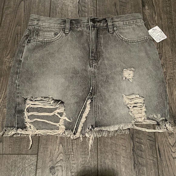 FreePeople We The Free Collection Grey Denim Mini Skirt - Picture 5 of 5